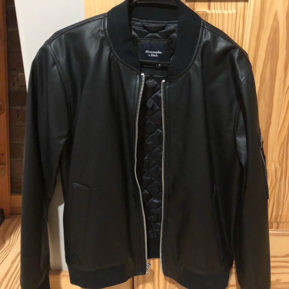 Abercrombie & Fitch Vegan Leather Bomber Jacket